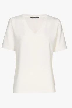 Xandres T-shirt blanc cassé à manches courtes et col en V.-Femme Xandres Plus|Essentials