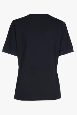 Xandres T-shirt bleu marine à manches courtes et col en V.-Femme Xandres Plus|Essentials