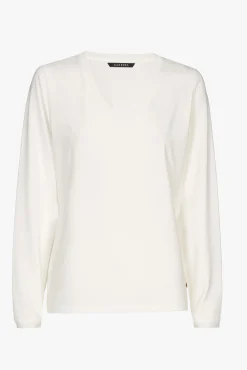 Xandres T-shirt écru à manches longues et col en V.-Femme Xandres Plus|Essentials