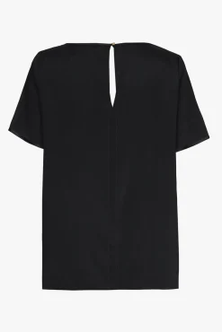 Xandres T-shirt en soie noir à manches courtes-Femme Essentials|Blouses