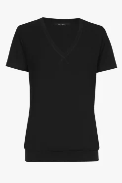 Xandres T-shirt noir à col en V-Femme Xandres Plus|Essentials