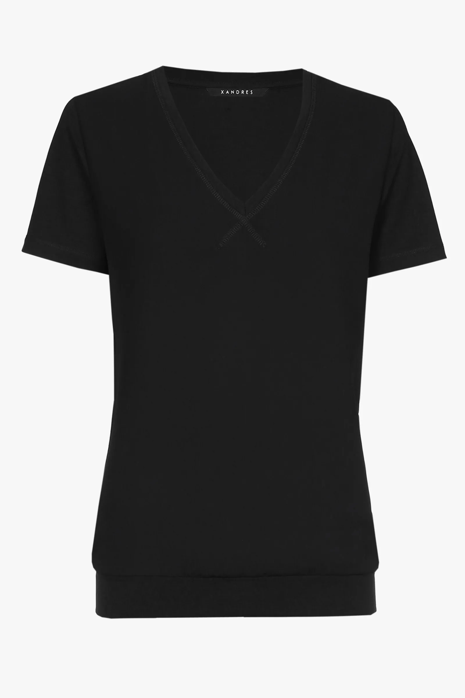 Xandres T-shirt noir à col en V-Femme Xandres Plus|Essentials